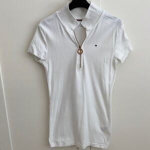 Tommy Hilfiger White Polo with Zipper Accent - Sz XS